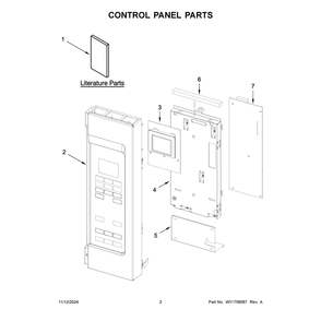 Control Panel Parts Diagram and Parts List for YKMMS130RPS00  KitchenAid Microwave