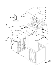 Top And Cabinet Parts Diagram and Parts List for 11020102311  Kenmore Washer