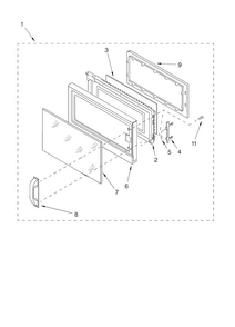 Door Diagram and Parts List for MH6150XHB1  Whirlpool Microwave
