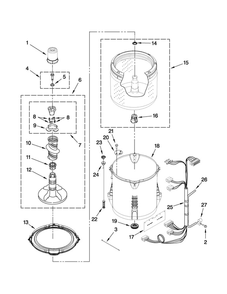 Basket And Tub Parts Diagram and Parts List for 11021182010  Kenmore Washer