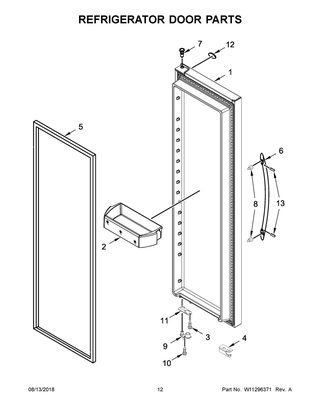 Refrigerator Door Parts Diagram and Parts List for WRSA88FIHN00  Whirlpool Refrigerator