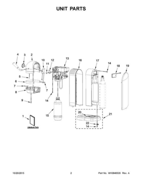 02 - Unit Parts Diagram and Parts List for KSS3121SZ0  KitchenAid Dishwasher