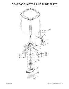 Gearcase, Motor And Pump Parts Diagram and Parts List for 11022332511  Kenmore Washer