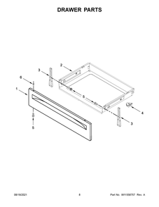 Drawer Parts Diagram and Parts List for WEC310S0LB0  Whirlpool Range