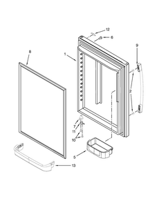 Refrigerator Door Parts Diagram and Parts List for WRB322DMBB00  Whirlpool Refrigerator