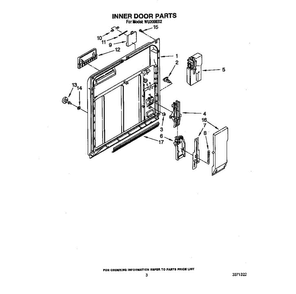 Inner Door Diagram and Parts List for WU300X2  Roper Dishwasher