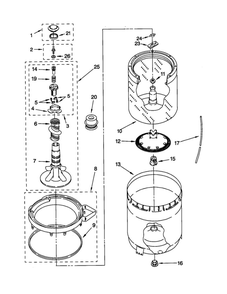 Agitator, Basket And Tub Diagram and Parts List for 11021884000  Kenmore Washer