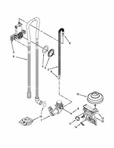 Fill, Drain And Overfill Parts Diagram and Parts List for 66513272K117  Kenmore Dishwasher