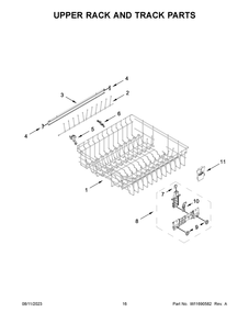 Upper Rack And Track Parts Diagram and Parts List for WDP730HAMZ1  Whirlpool Dishwasher