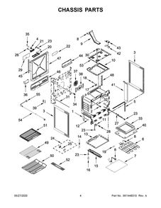 Chassis Parts Diagram and Parts List for YKSDB900ESS4  Whirlpool Range