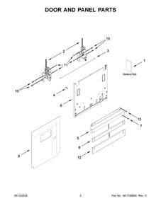 Door And Panel Parts Diagram and Parts List for KDTF324PPA0  KitchenAid Dishwasher