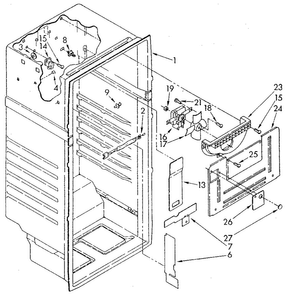 Liner Diagram and Parts List for ET14JKXSN03  Whirlpool Refrigerator