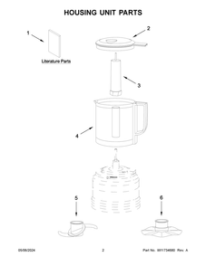 Housing Unit Parts Diagram and Parts List for KFC0516QER0  KitchenAid Food Processor