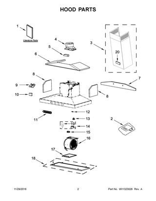 Hood Parts Diagram and Parts List for KVWB600DSS2  Whirlpool Range Hood