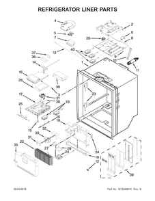 Refrigerator Liner Parts Diagram and Parts List for WRF757SDEH01  Whirlpool Refrigerator