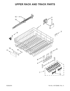 Upper Rack And Track Parts Diagram and Parts List for KDFE204EBL3  KitchenAid Dishwasher