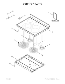 Cooktop Parts Diagram and Parts List for WFE770H0FZ0  Whirlpool Range