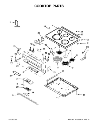 Cooktop Parts Diagram and Parts List for KSEG700ESS3  Whirlpool Range