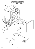 TUB AND FRAME PARTS Diagram and Parts List for GU1108XTLQ0  Whirlpool Dishwasher