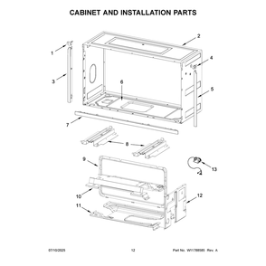 Cabinet And Installation Parts Diagram and Parts List for KMBT730SPS00  KitchenAid Microwave