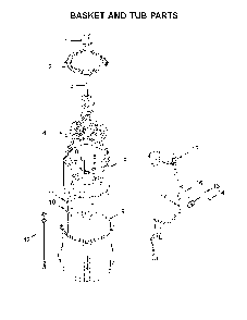 Basket and tub parts Diagram and Parts List for 11022352511  Kenmore Washer