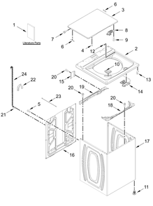 Top And Cabinet Parts Diagram and Parts List for 4KNTW3300JW2  Whirlpool Washer