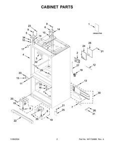 02 - Cabinet Parts Diagram and Parts List for KRFF577KBS03  Whirlpool Refrigerator
