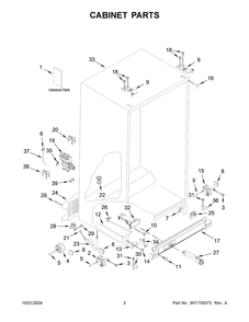 02 - Cabinet Parts Diagram and Parts List for WRS555SIHZ09  Whirlpool Refrigerator