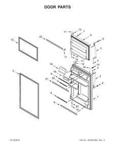 Door Parts Diagram and Parts List for WRT318FZDW02  Whirlpool Refrigerator