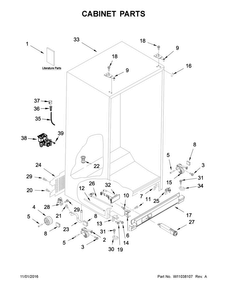 Cabinet Parts Diagram and Parts List for WRS331FDDB02  Whirlpool Refrigerator