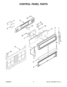 Control Panel Parts Diagram and Parts List for WFG770H0FZ2  Whirlpool Range