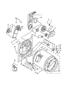 Bulkhead Parts Diagram and Parts List for WED4800XQ4  Whirlpool Dryer
