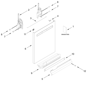 Door And Panel Parts Diagram and Parts List for MDB7959SKZ4  Whirlpool Dishwasher