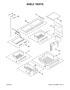 Shelf Parts Diagram and Parts List for KBBL206ESS01  KitchenAid Refrigerator