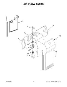 10 - Air Flow Parts Diagram and Parts List for MRSF4036PZ02  Whirlpool Refrigerator