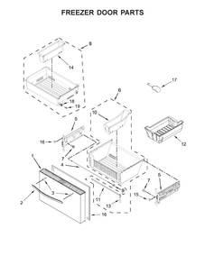 Freezer Door Parts Diagram and Parts List for WRV986FDEM01  Whirlpool Refrigerator