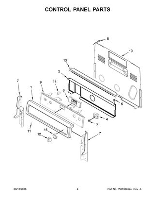 Control Panel Parts Diagram and Parts List for YWFE745H0FH2  Whirlpool Range