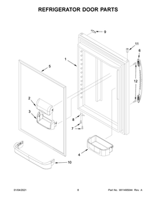 Refrigerator Door Parts Diagram and Parts List for WRB119WFBM02  Whirlpool Refrigerator