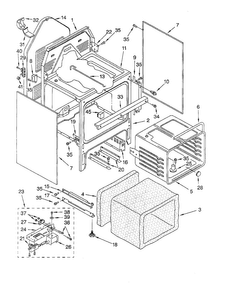 Oven Chassis Diagram and Parts List for GJP84800  Whirlpool Range