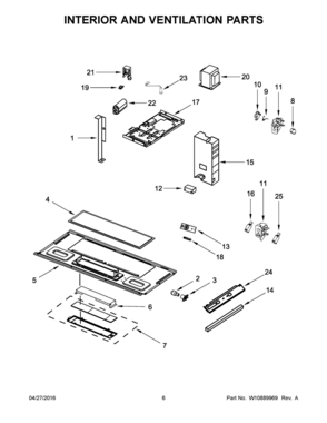 04 - INTERIOR AND VENTILATION PARTS Diagram and Parts List for YWMH31017AW4  Whirlpool Microwave