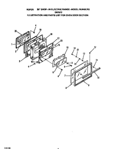 Oven Door Diagram and Parts List for D9757*2  Roper Range