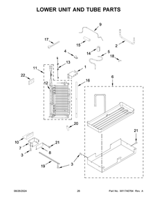 14 - Lower Unit And Tube Parts Diagram and Parts List for KBSD708MPS01  Whirlpool Refrigerator
