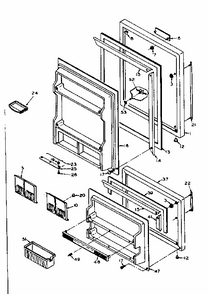 Door Parts Diagram and Parts List for 106U14F  Kenmore Refrigerator