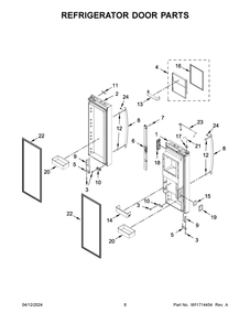 Refrigerator Door Parts Diagram and Parts List for WRF954CIHV04  Whirlpool Refrigerator