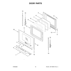 Door Parts Diagram and Parts List for WSGS5030SW0  Whirlpool Range