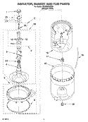 AGITATOR, BASKET AND TUB Diagram and Parts List for 7MLSR6332KQ1  Whirlpool Washer