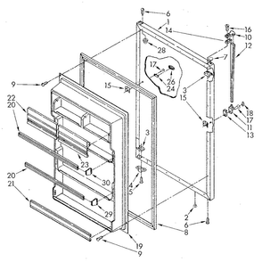 Refrigerator Door Diagram and Parts List for ET20AKXSN06  Whirlpool Refrigerator