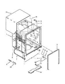Tub And Frame Parts Diagram and Parts List for WDT710PAYB6  Whirlpool Dishwasher
