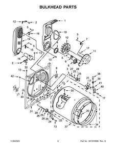 Bulkhead Parts Diagram and Parts List for WGD6150PB0  Whirlpool Dryer