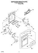 DISPENSER FRONT PARTS Diagram and Parts List for GD5YHAXNL00  Whirlpool Refrigerator